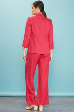 SKIES ARE BLUE Linen Blend Three-Quarter Sleeve Blazer* Blazers