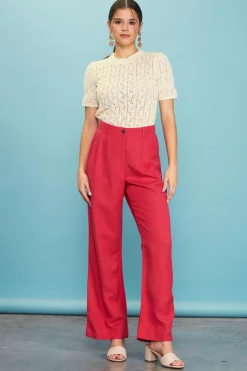 SKIES ARE BLUE Linen Blend Wide Leg Trousers* Pants