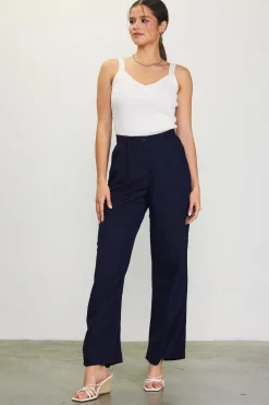 SKIES ARE BLUE Linen Blend Wide Leg Trousers* Pants
