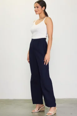 SKIES ARE BLUE Linen Blend Wide Leg Trousers* Pants