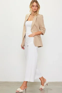 SKIES ARE BLUE Linen Pinstripe Cuffed Blazer* Blazers