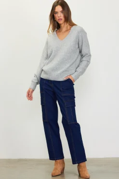 SKIES ARE BLUE Longsleeve V Neck Sweater* Long Sleeve Tops|Sweaters