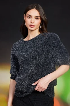 SKIES ARE BLUE Lurex Fuzzy Sweater* Sweaters