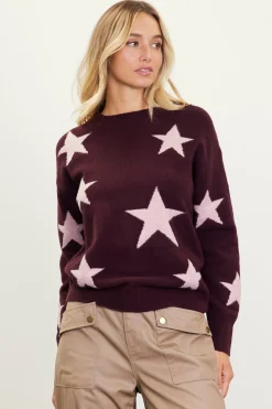 SKIES ARE BLUE Lurex Star Print Sweater* Sweaters