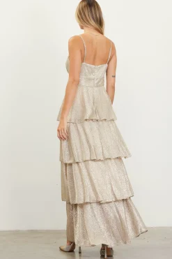 SKIES ARE BLUE Lurex Tiered Maxi Dress* Maxi Dresses