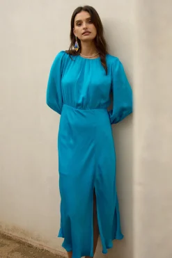 SKIES ARE BLUE Mariela Front Slit Midi Dress* Midi Dresses