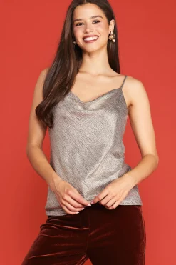 SKIES ARE BLUE Metallic Foil Print Cami* Sleeveless Tops
