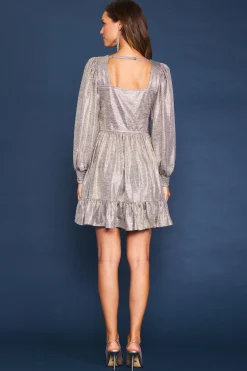 SKIES ARE BLUE Metallic Front Twist Mini Dress* Mini Dresses