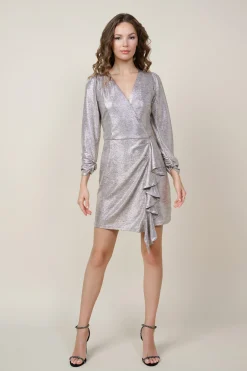 SKIES ARE BLUE Metallic Ruffled Mini Dress* Mini Dresses