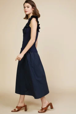 SKIES ARE BLUE Mixed Media Ruffled Knit Top* Sleeveless Tops