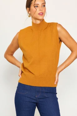 SKIES ARE BLUE Mock Neck Sleeveless Knit Top* Short Sleeve Tops