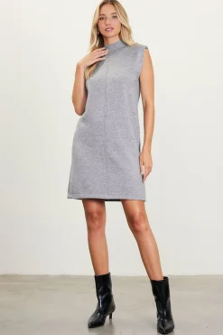 SKIES ARE BLUE Mock Neck Sleeveless Knit Dress* Mini Dresses