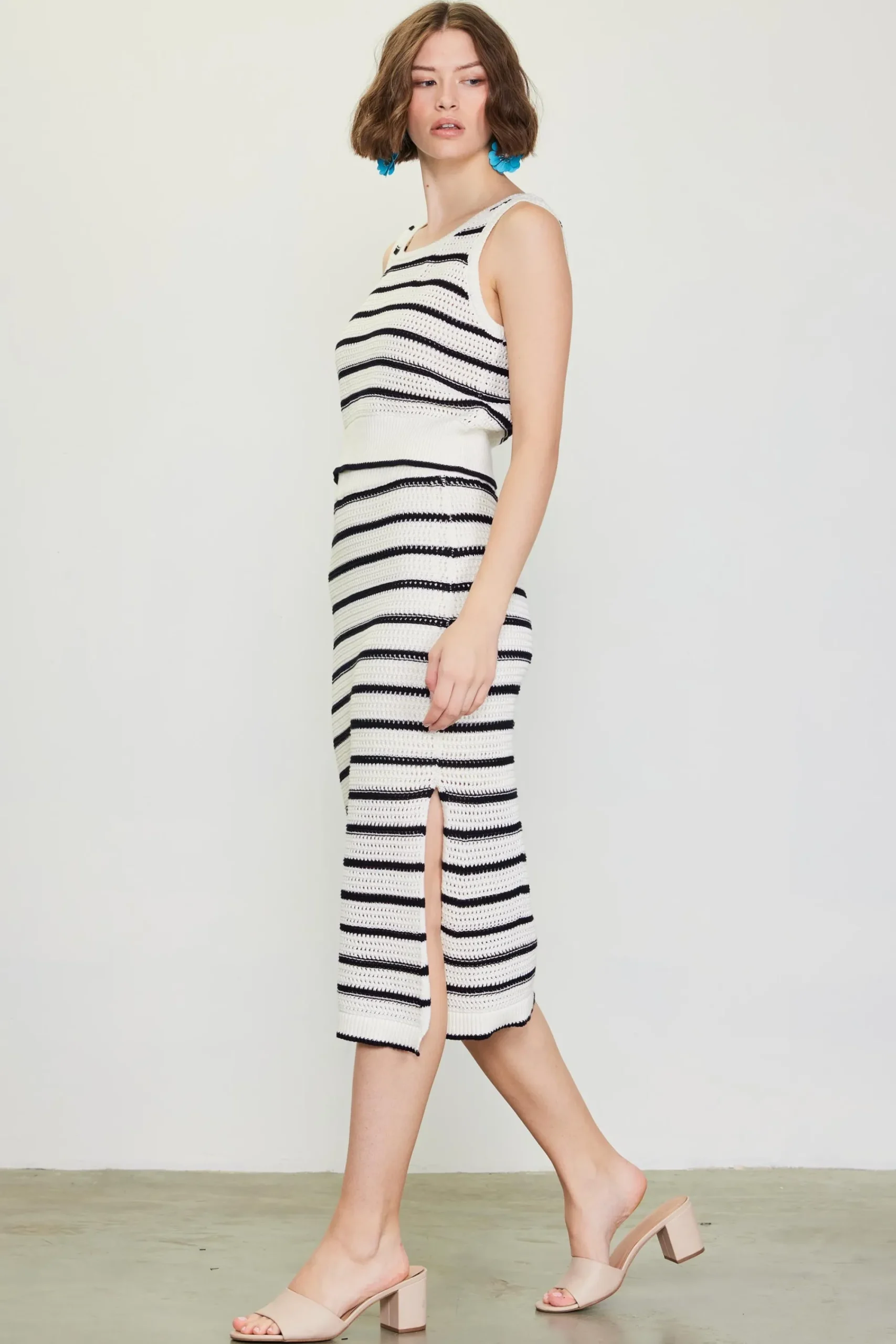 SKIES ARE BLUE Nautical Stripe Crochet Skirt* Skirts