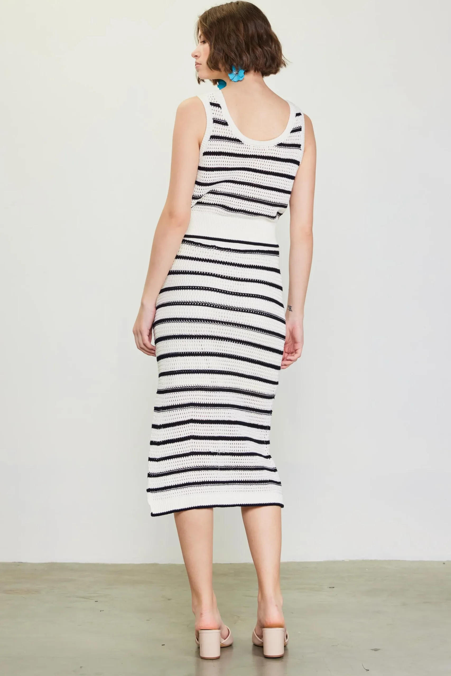 SKIES ARE BLUE Nautical Stripe Crochet Skirt* Skirts