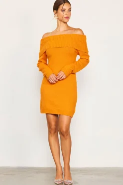 SKIES ARE BLUE Off Shoulder Mini Sweater Dress* Mini Dresses|Sweaters