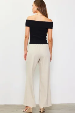 SKIES ARE BLUE Off Shoulder Ribbed Knit Top* Short Sleeve Tops