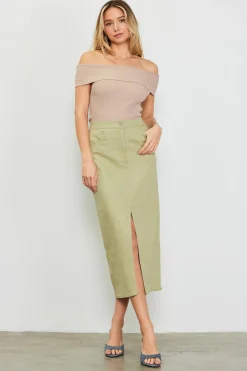 SKIES ARE BLUE Off Shoulder Ribbed Knit Top* Short Sleeve Tops