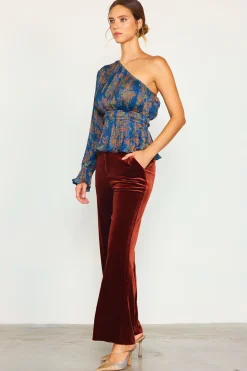 SKIES ARE BLUE One Shoulder Pleated Top* Long Sleeve Tops