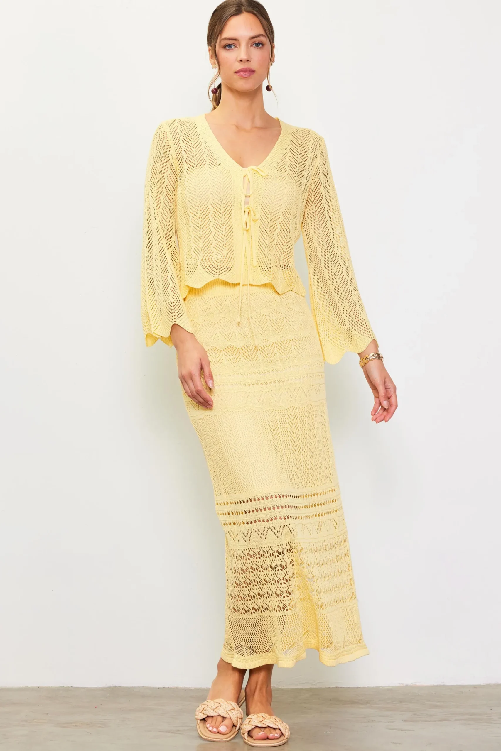 SKIES ARE BLUE Open Knit Midi Skirt* Skirts