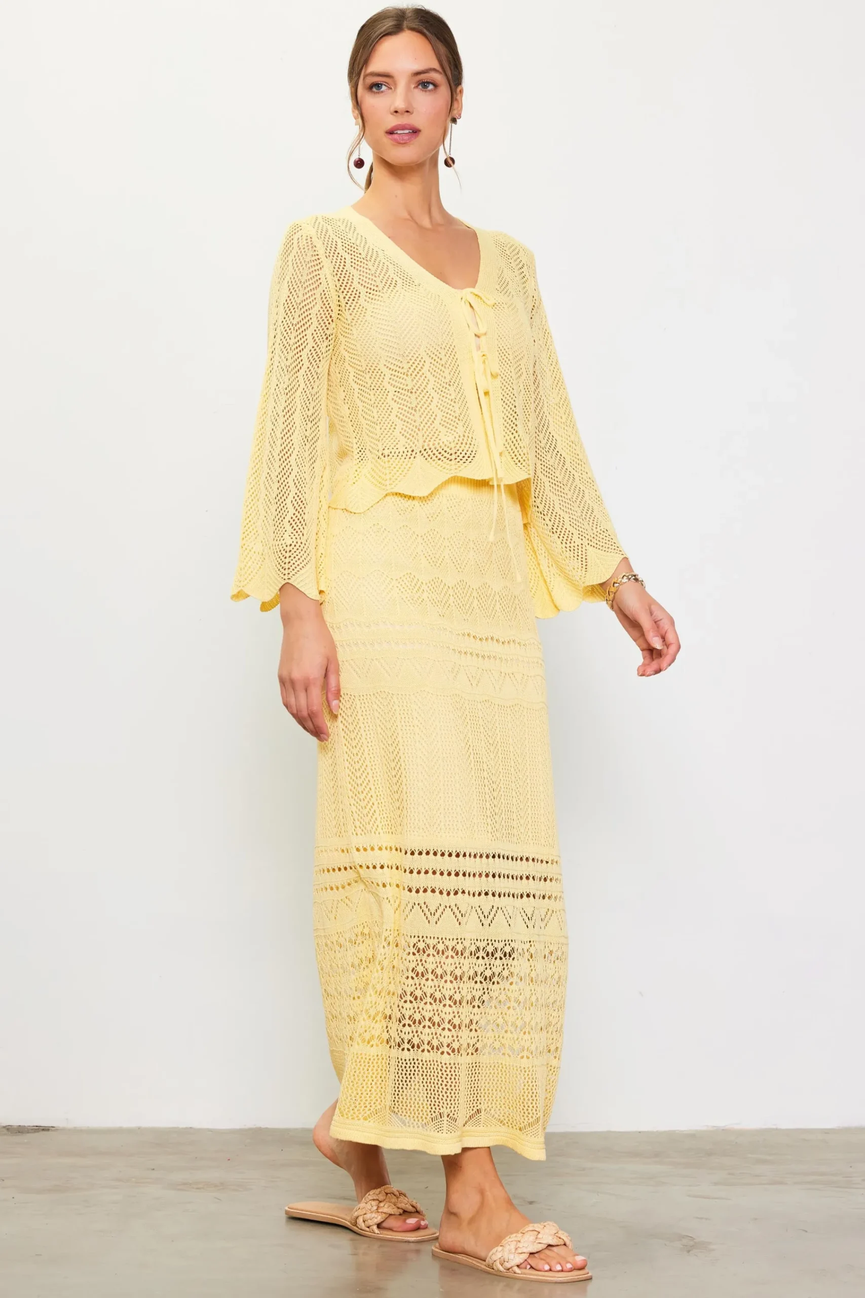 SKIES ARE BLUE Open Knit Midi Skirt* Skirts