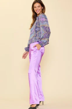 SKIES ARE BLUE Paisley Motif Smocked Detail Top* Long Sleeve Tops|Blouses