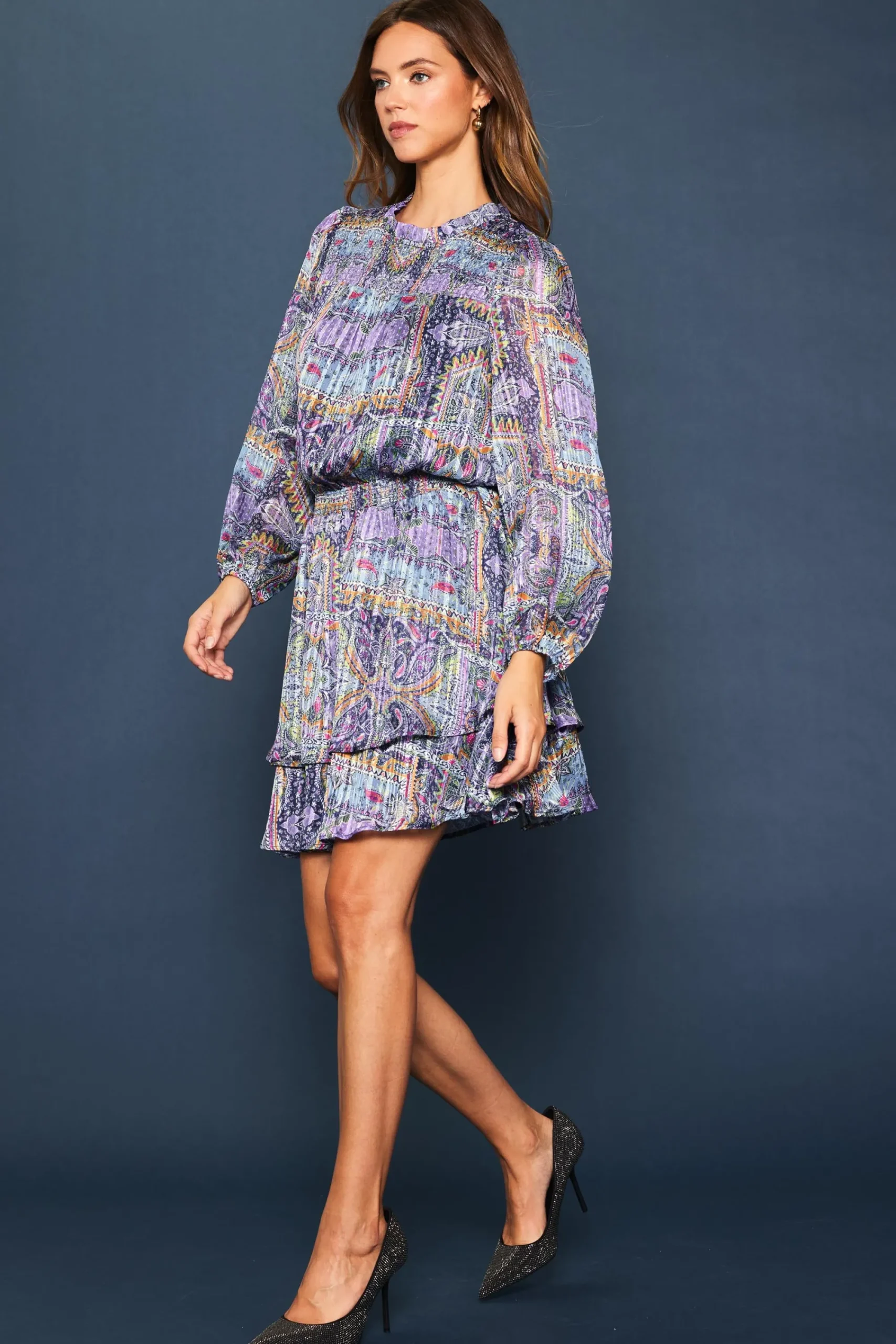 SKIES ARE BLUE Paisley Motif Smocked Mini Dress* Mini Dresses