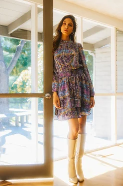 SKIES ARE BLUE Paisley Motif Smocked Mini Dress* Mini Dresses