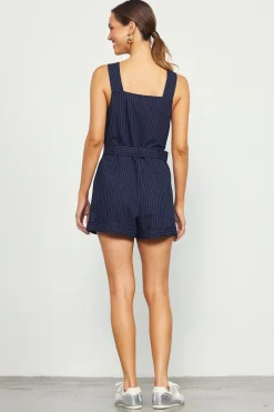 SKIES ARE BLUE Pinstripe Buttondown Romper* Jumpsuits