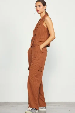 SKIES ARE BLUE Pinstriped Cargo Wide Leg Pants* Pants