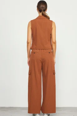 SKIES ARE BLUE Pinstriped Cargo Wide Leg Pants* Pants