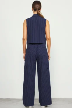 SKIES ARE BLUE Pinstriped Cargo Wide Leg Pants* Pants