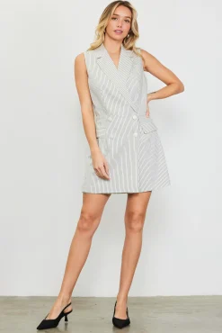 SKIES ARE BLUE Pinstriped Double Breasted Romper* Jumpsuits