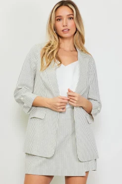 SKIES ARE BLUE Pinstriped Rolled Sleeve Blazer* Blazers