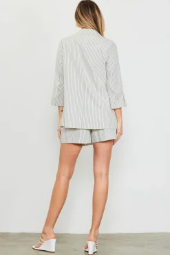 SKIES ARE BLUE Pinstriped Rolled Sleeve Blazer* Blazers