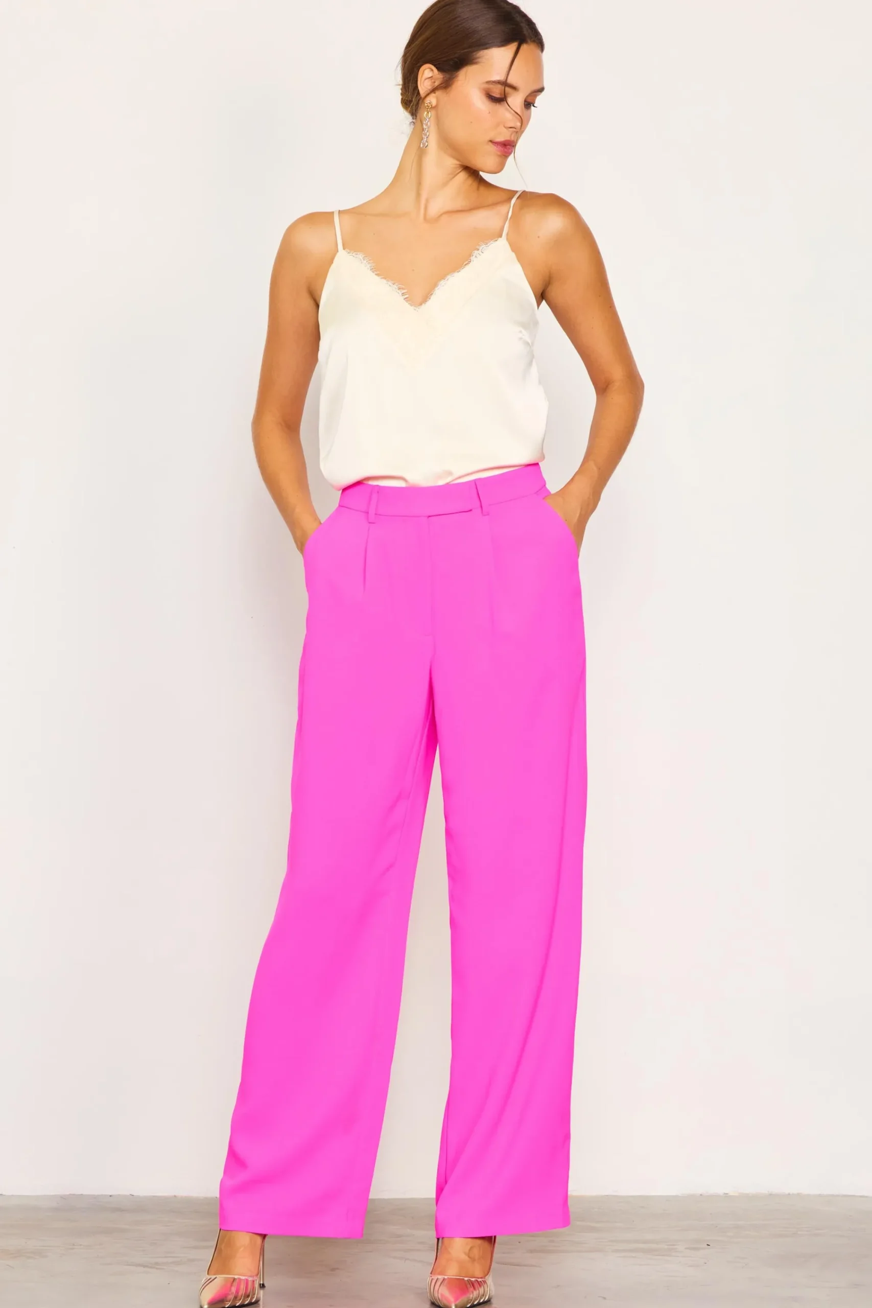 SKIES ARE BLUE Pintuck Wide Leg Trousers* Pants
