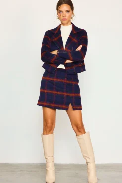 SKIES ARE BLUE Plaid Front Slit Mini Skirt* Skirts