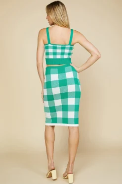 SKIES ARE BLUE Plaid Knit Crop Top* Sweaters