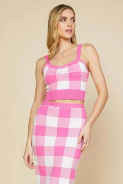 SKIES ARE BLUE Plaid Knit Crop Top* Sweaters