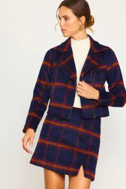 SKIES ARE BLUE Plaid Moto Jacket* Outerwear|Blazers
