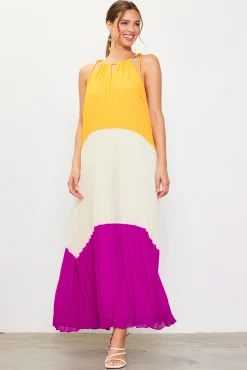 SKIES ARE BLUE Pleated Color Block Maxi Dress* Maxi Dresses