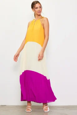 SKIES ARE BLUE Pleated Color Block Maxi Dress* Maxi Dresses
