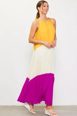 SKIES ARE BLUE Pleated Color Block Maxi Dress* Maxi Dresses