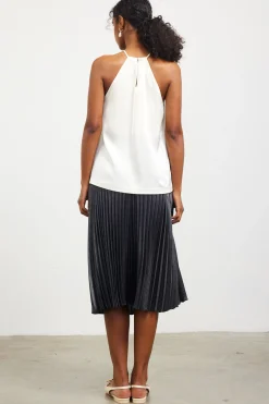 SKIES ARE BLUE Pleated Detailing Halter Top* Sleeveless Tops