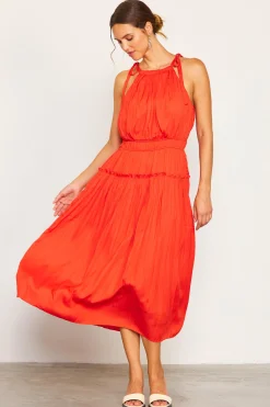 SKIES ARE BLUE Pleated Halter Midi Dress* Midi Dresses