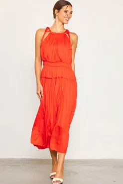 SKIES ARE BLUE Pleated Halter Midi Dress* Midi Dresses