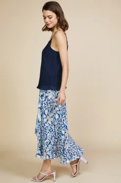 SKIES ARE BLUE Pleated Lace Detail Cami Top* Sleeveless Tops