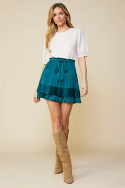 SKIES ARE BLUE Pleated Self-Tie Mini Skirt* Skirts