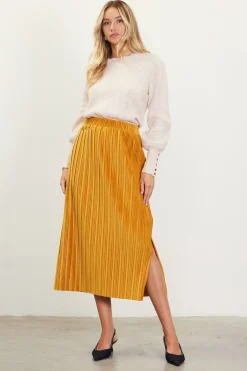 SKIES ARE BLUE Pleated Velvet Midi Skirt* Skirts