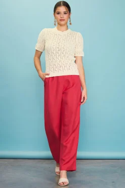 SKIES ARE BLUE Pointelle Short Sleeve Sweater* Short Sleeve Tops|Sweaters