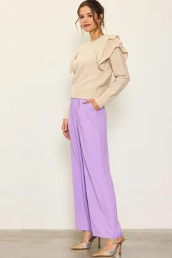 SKIES ARE BLUE Pointelle-Knit Ruffle Sleeve Sweater* Sweaters